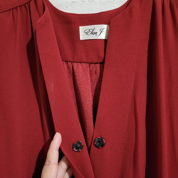 NEW Eliza J Balloon Sleeve Wide Leg Jumpsuit Red size 6 - Picture 5 of 10